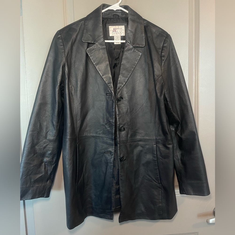 Madison & Max Leather Blazer Jacket Size Large
